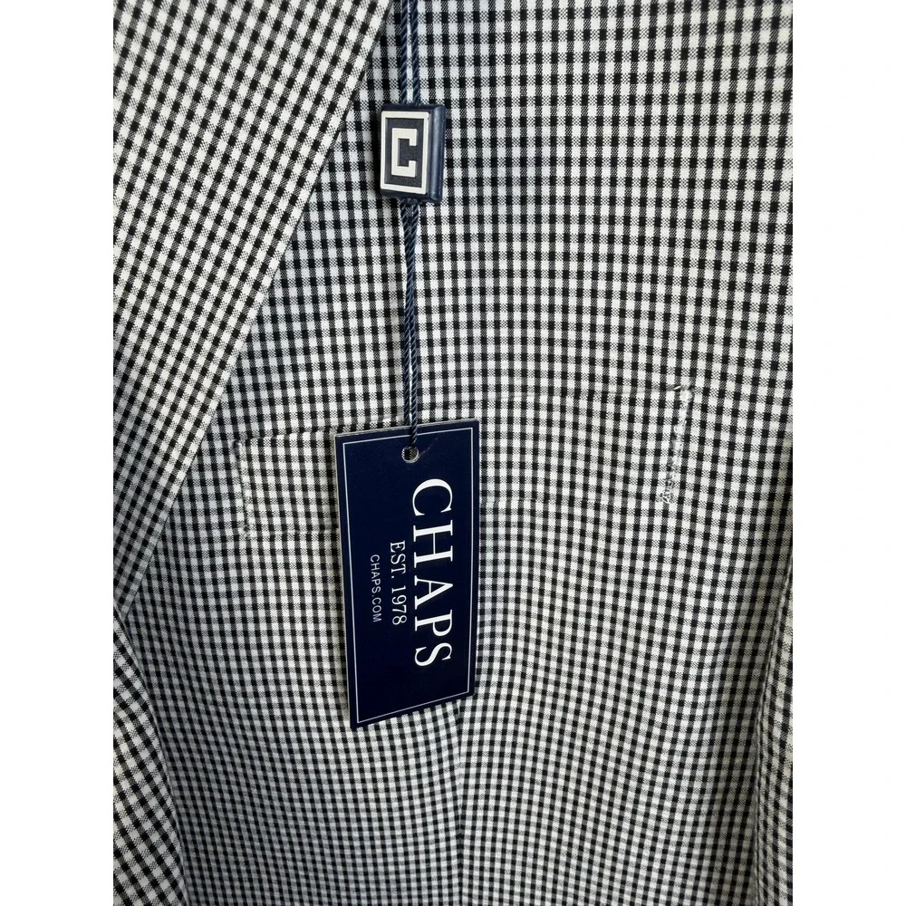 Chaps Blazer Mens 44‎ Black White Check Cotton Sport Coat Jacket Regular Classic
